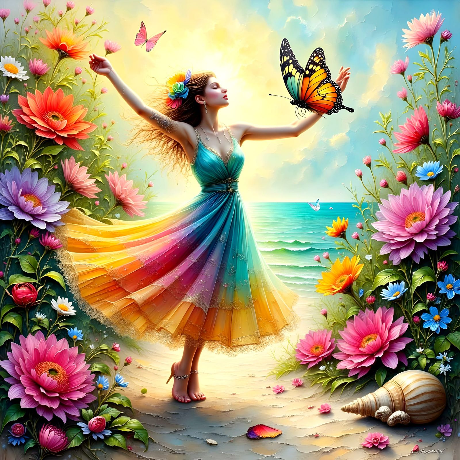 Impasto Butterfly in Golden Light