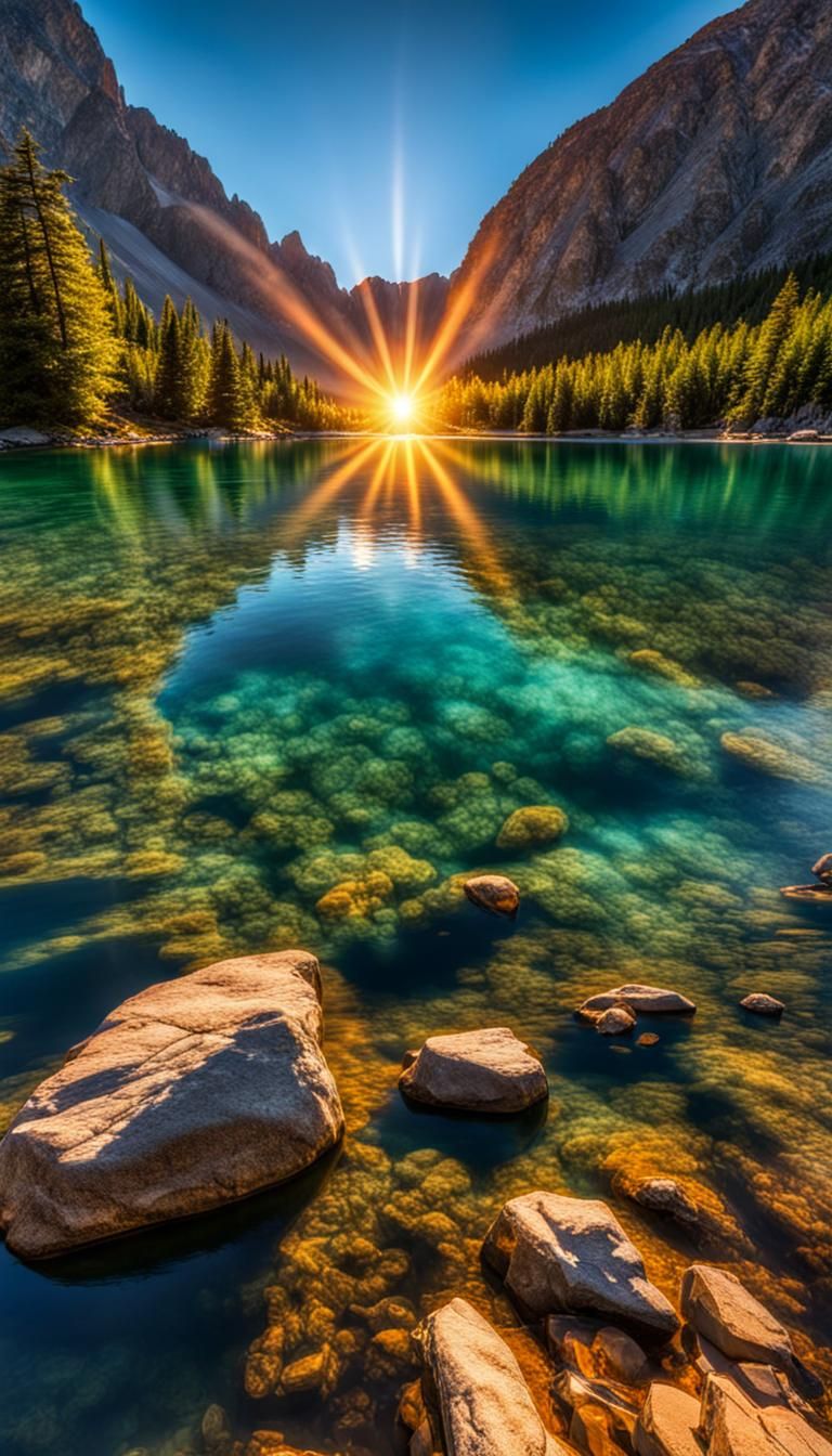 Mountain Sunset: Light Dancing on Crystal Lake