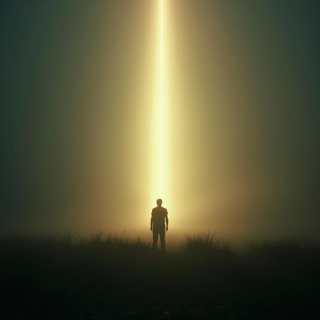 80s Retro Figure in Cinematic Landscape