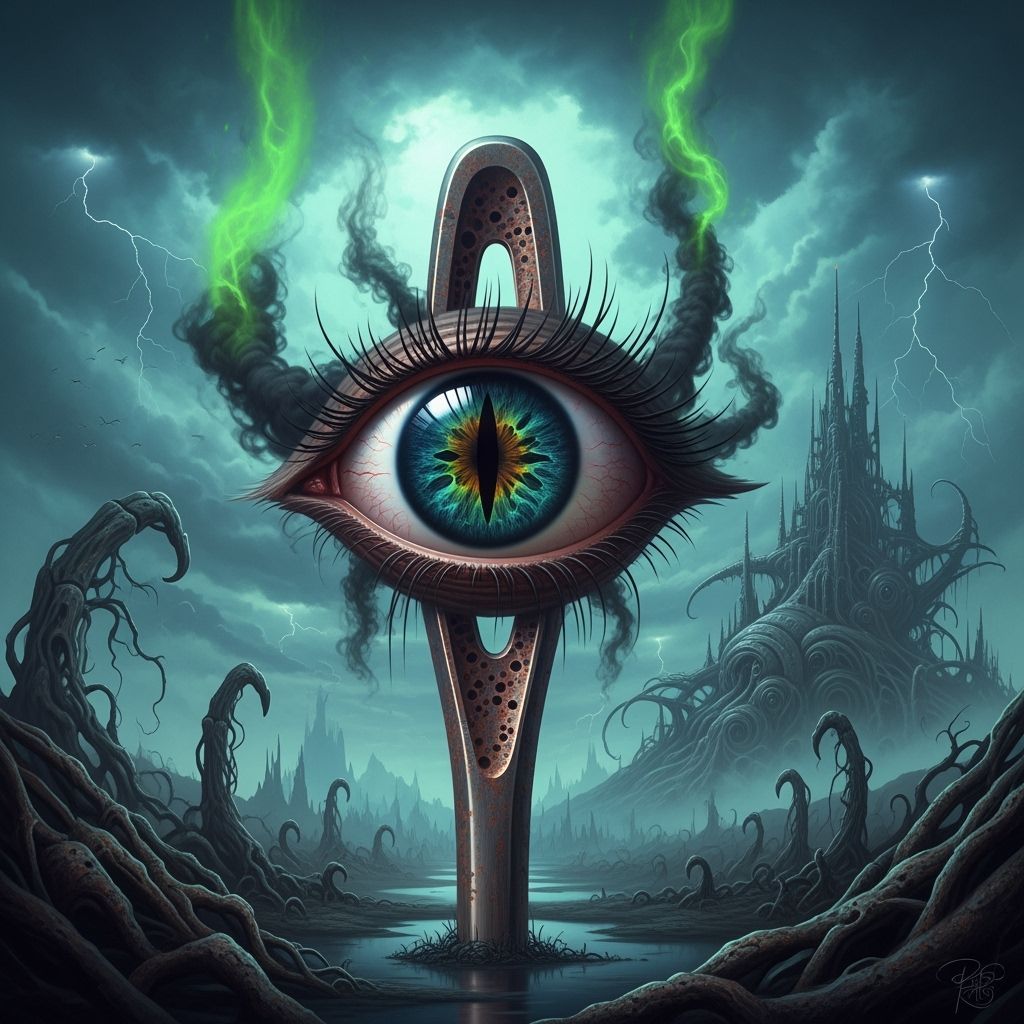 Malevolent Eye Peering Through Ancient Needle