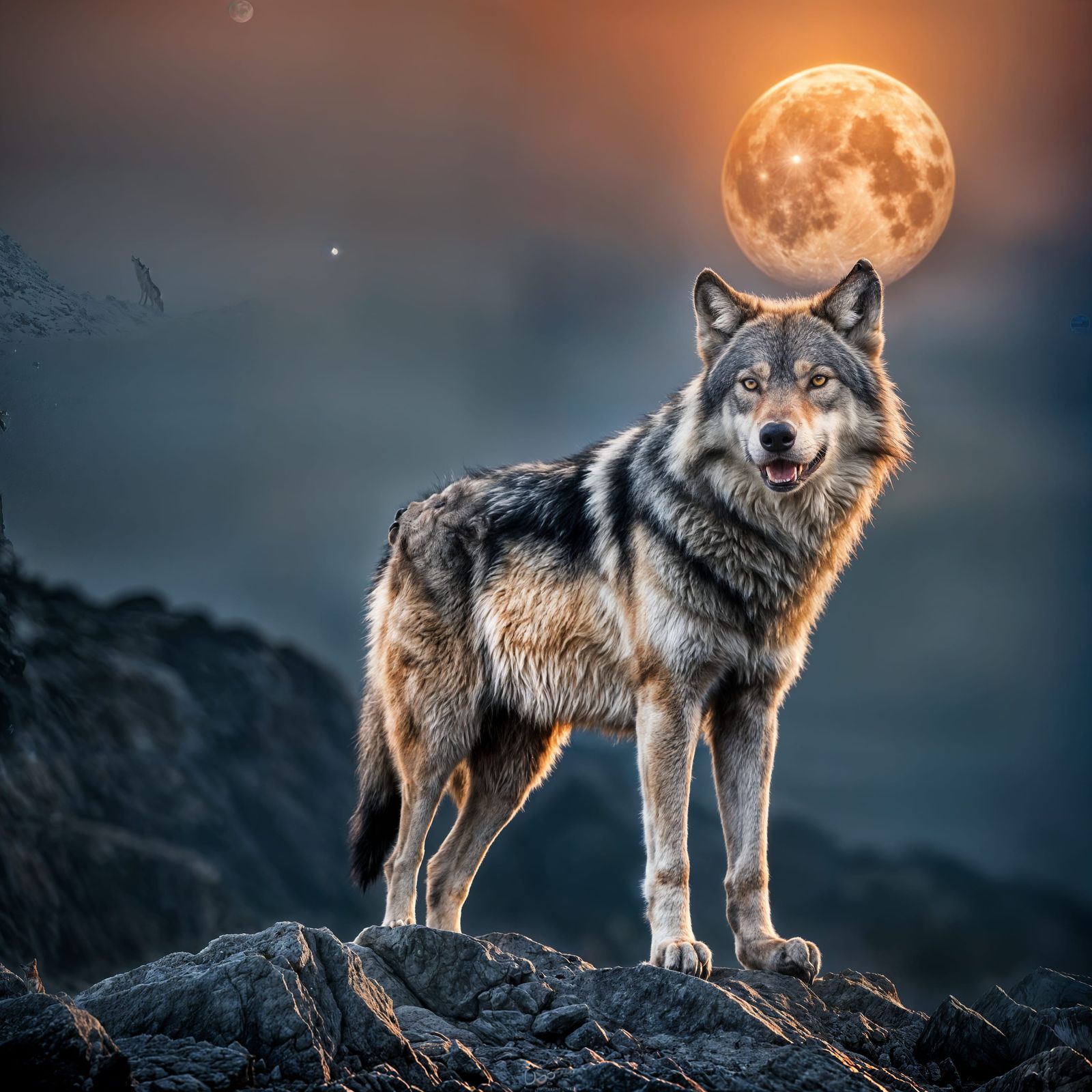 Wolf Howling at Moon: Professional Photography