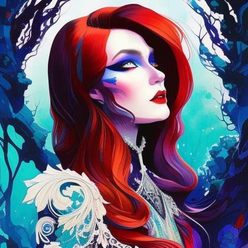 Portrait of a Beautiful vampire redhead