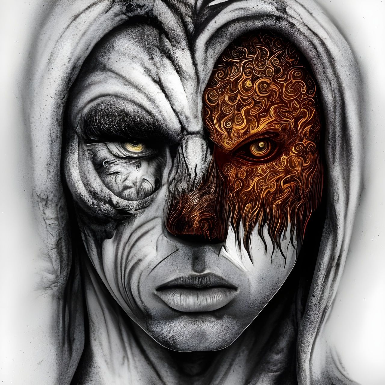 Epic Fire Elemental Portrait in Animation Style