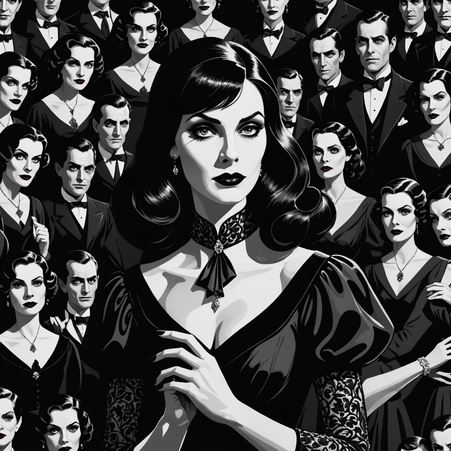 Vintage Vampire Sock Design in Black and White