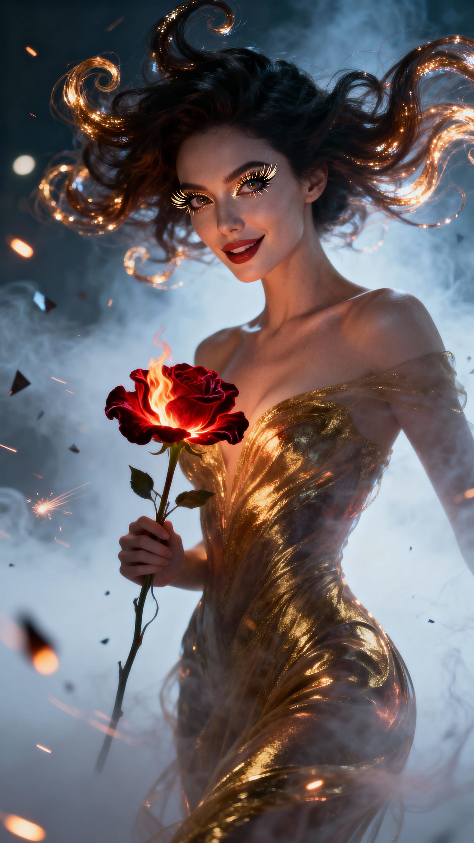 Gorgeous Woman Emerging from Ethereal Void, Cinematic Master...