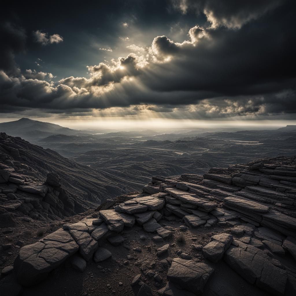 Hyperrealistic Horizon Landscape in Sharp Focus