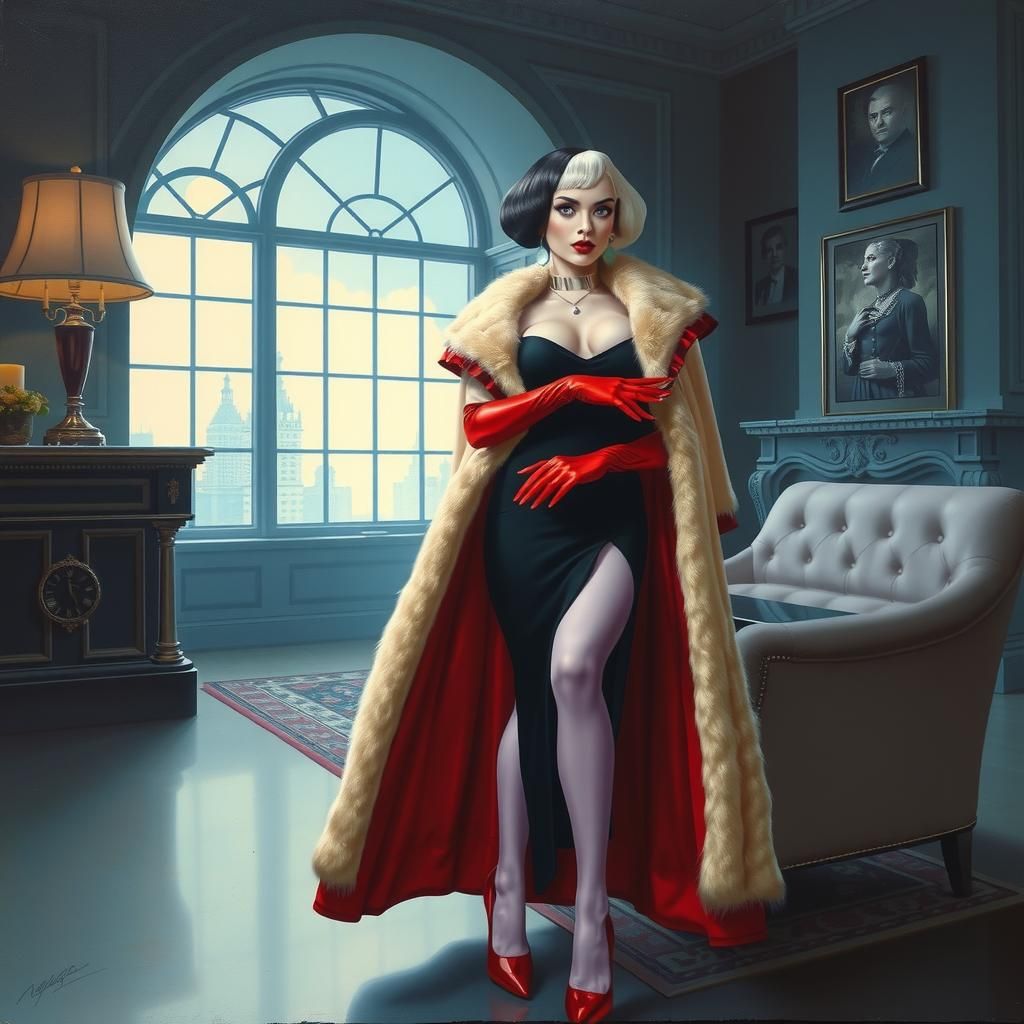 Cruella Deville in Retro 80s Futurism Style