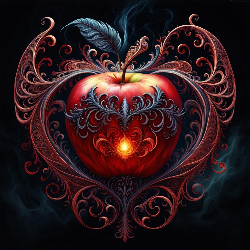 Stylized Apple with Filigree and Smoke