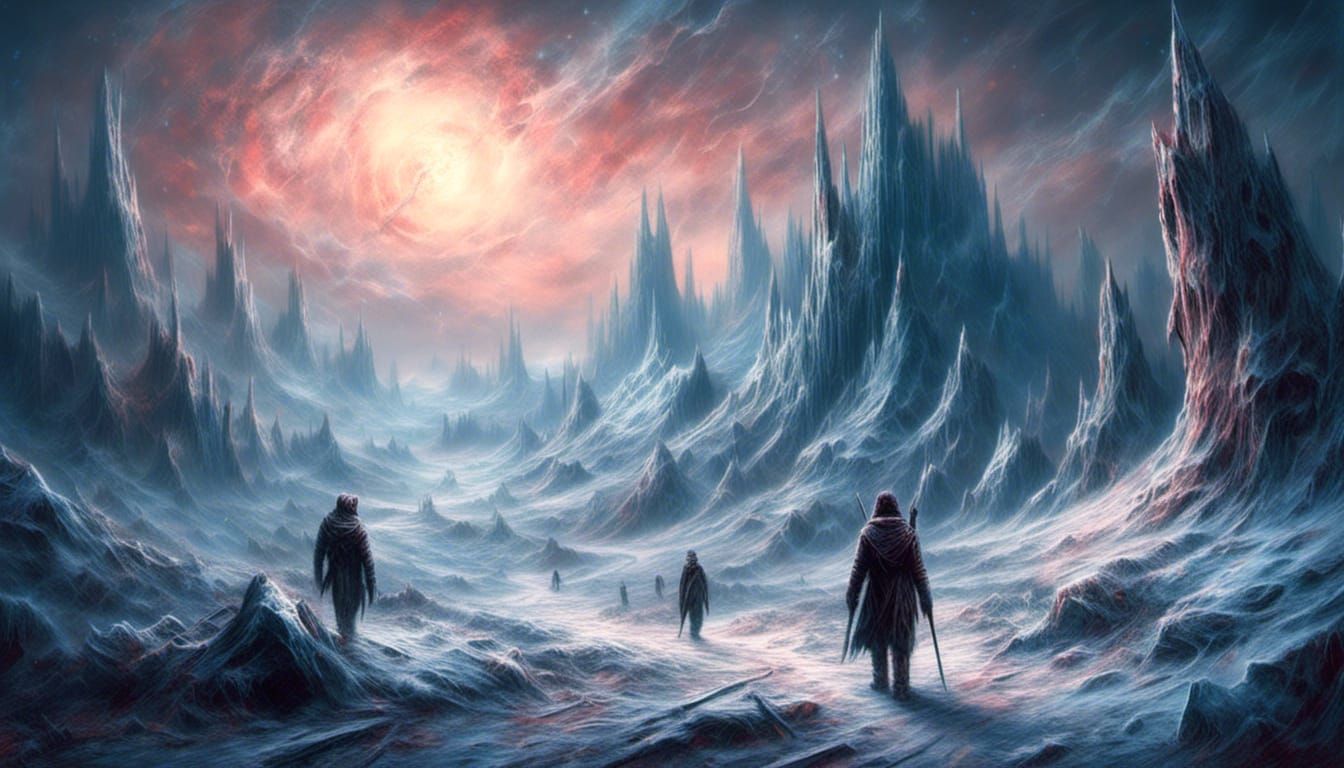 Icy Cosmic Galactic Landscape in Macabre Style