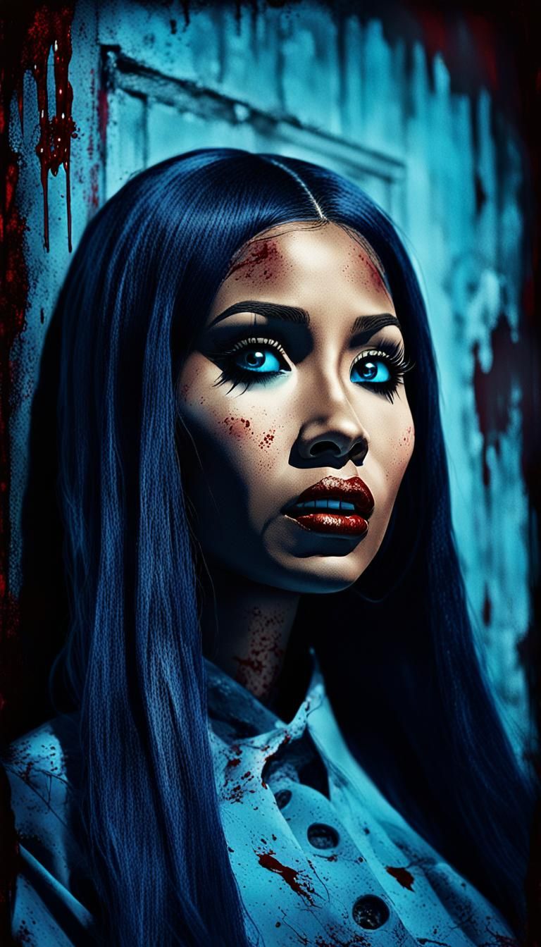 Nicki Minaj Horror Portrait in Wes Craven Style
