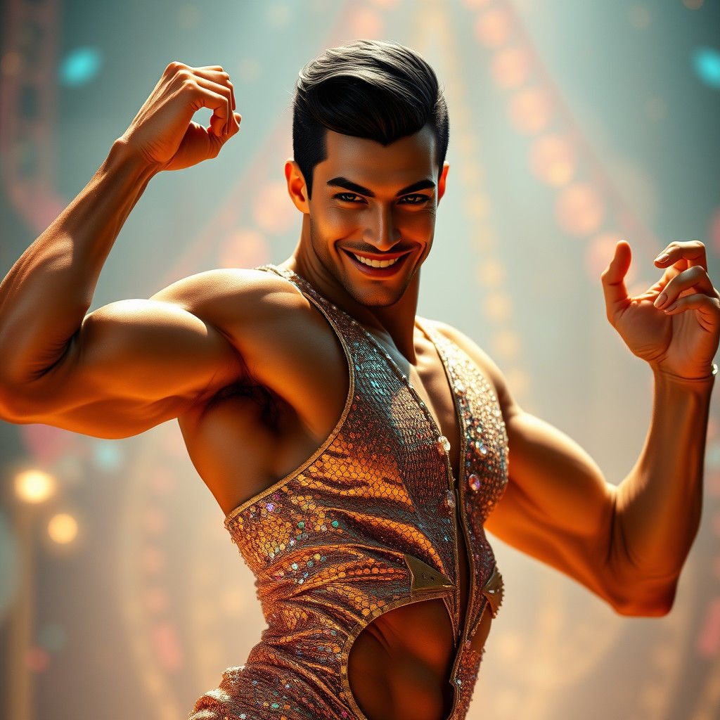 Man Dancing in Iridescent Outfit: Fantasy Concept Art