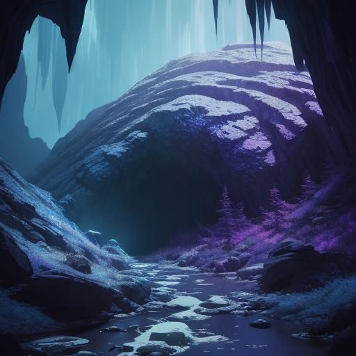 Dramatic Crystal Caverns in Cinematic Style