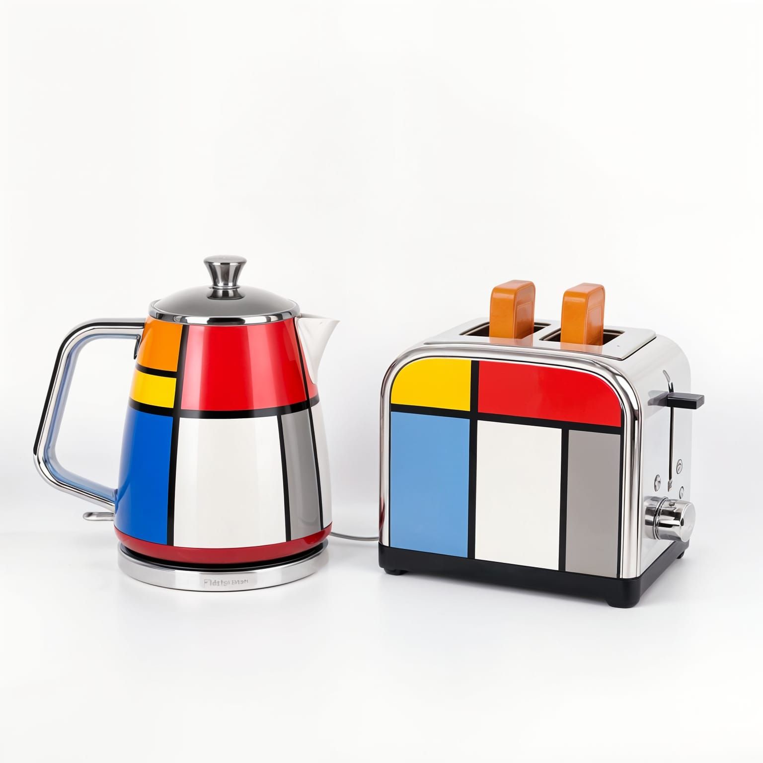 Geometric Electric Appliance Set in De Stijl Style