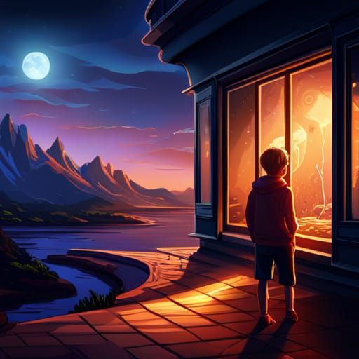 Lofi Boy Listening to Music at Night