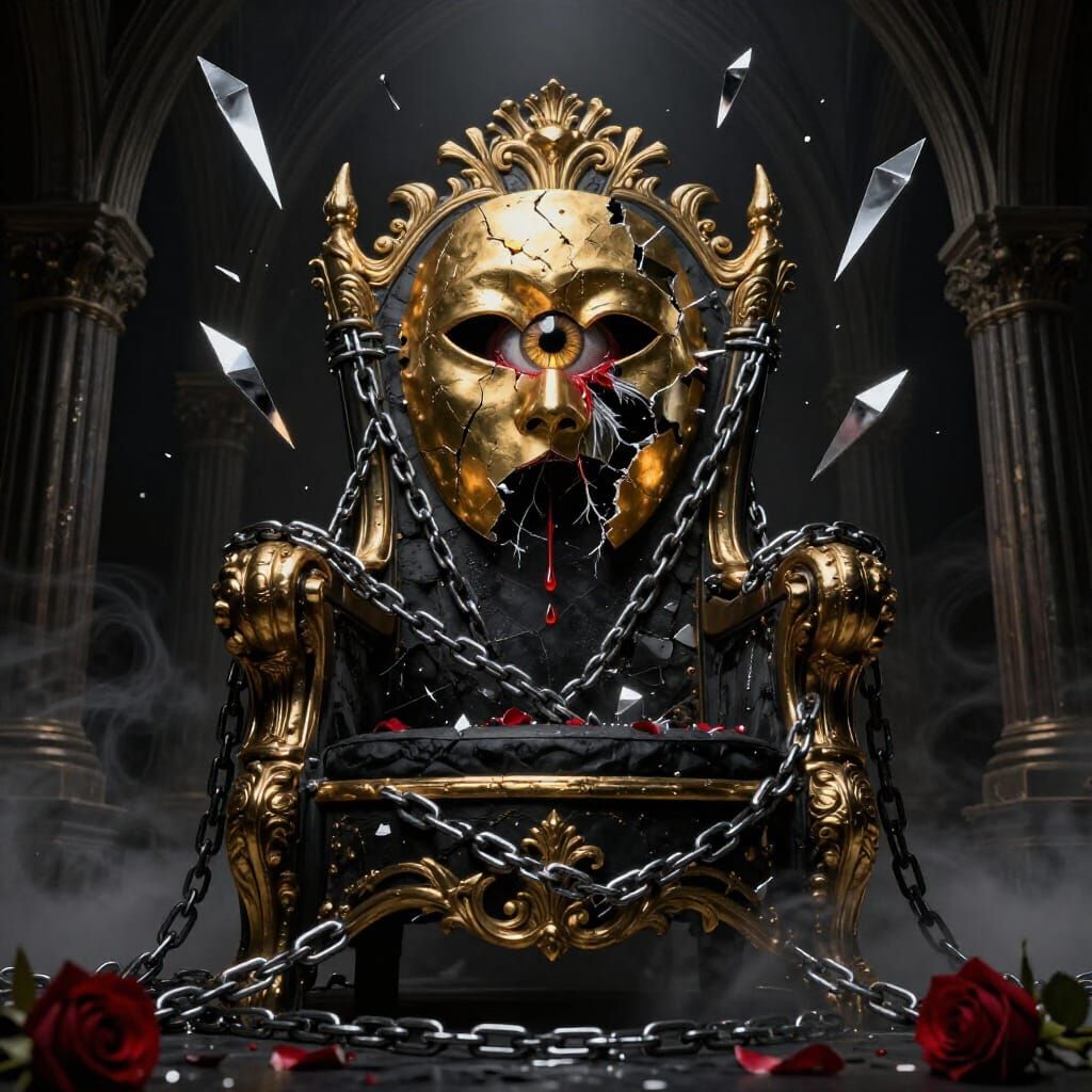 Colossal Throne of Shadows and Gold in Photorealistic Style