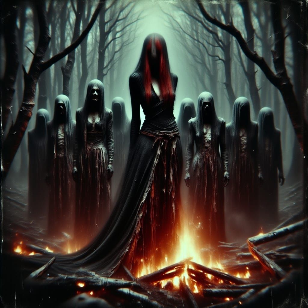 Lilith and Her Coven Dancing by Bonfire
