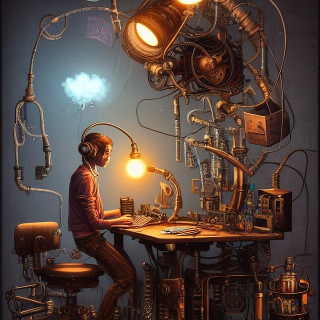 Steampunk Student Brain-Computer Interface in 2050