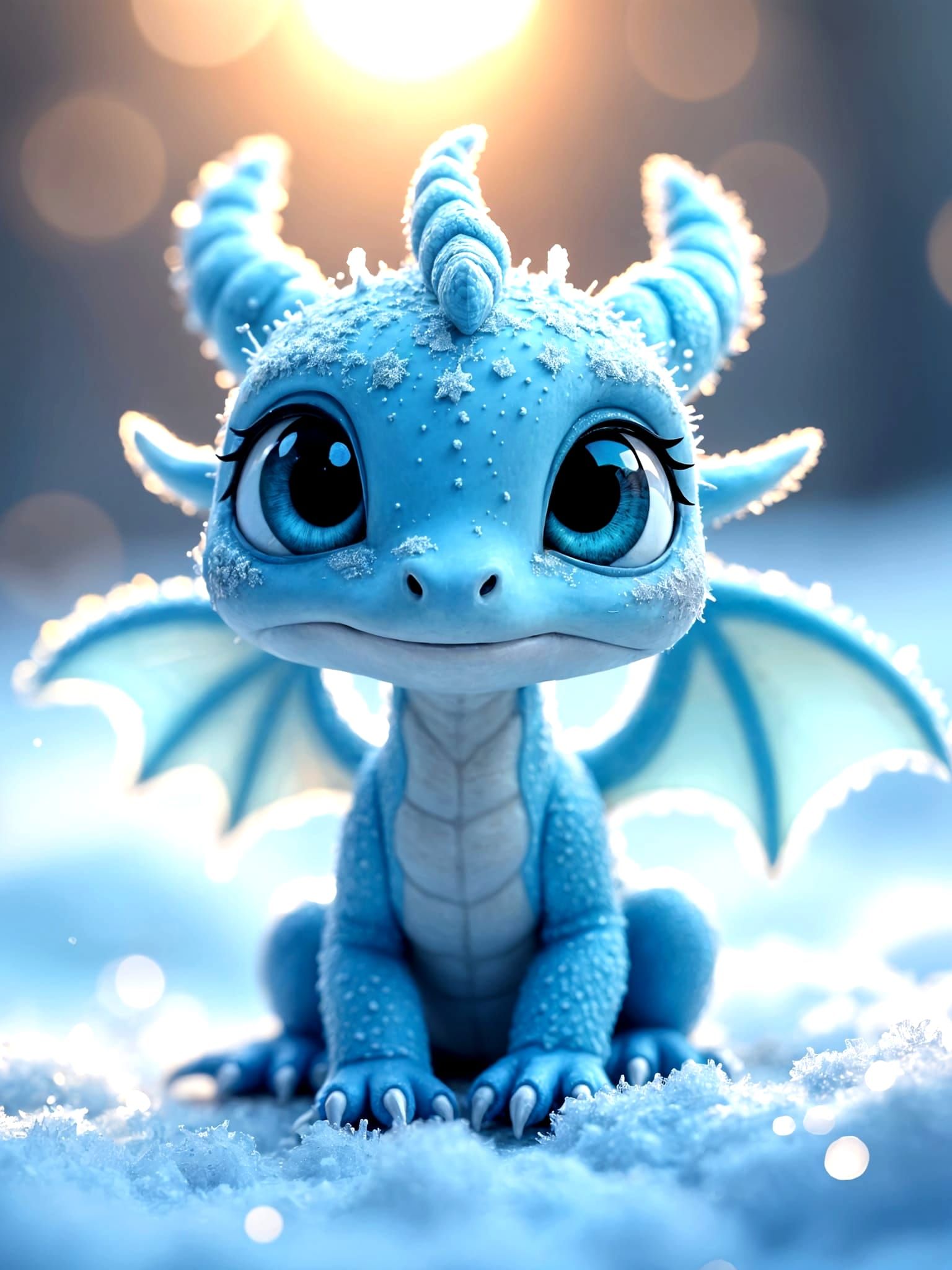 Adorable Ice Dragon with Crystalline Details