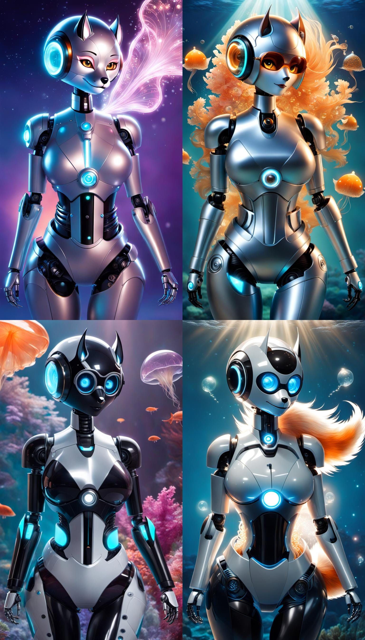 Fem Bot and Underwater Glass Whale