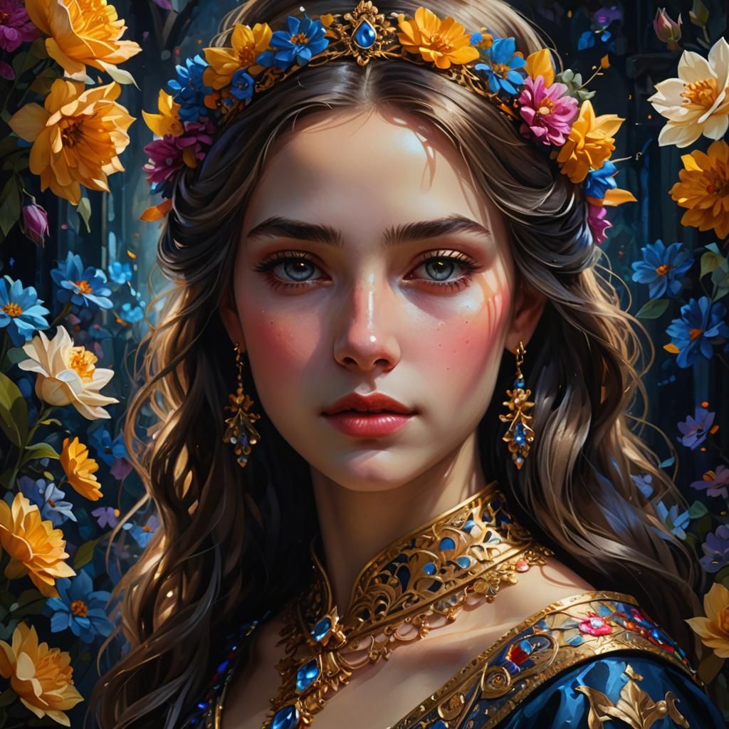 Chiaroscuro Portrait of a Princess in Oil Paint