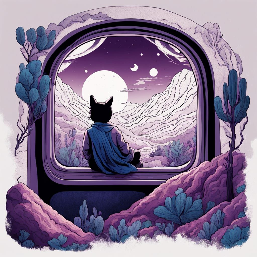 Dreamlike Pillow Haven on a Speeding Train in Vibrant Colors