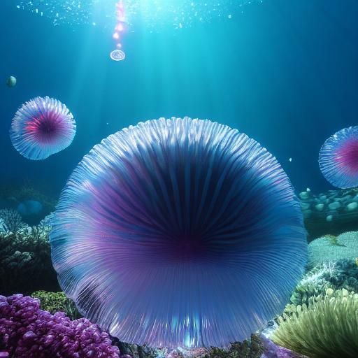 Pink Jellyfish with Iridescent Sheen in 3D Anime Style