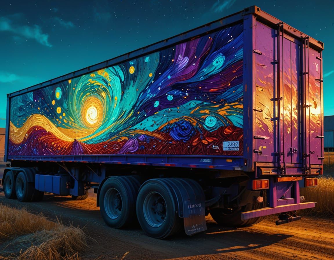 Granary Filling Semi-Trailer as Post-Impressionist Digital A...