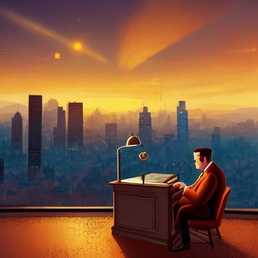 Ligne Claire Illustration of Loneliness in a Skyscraper