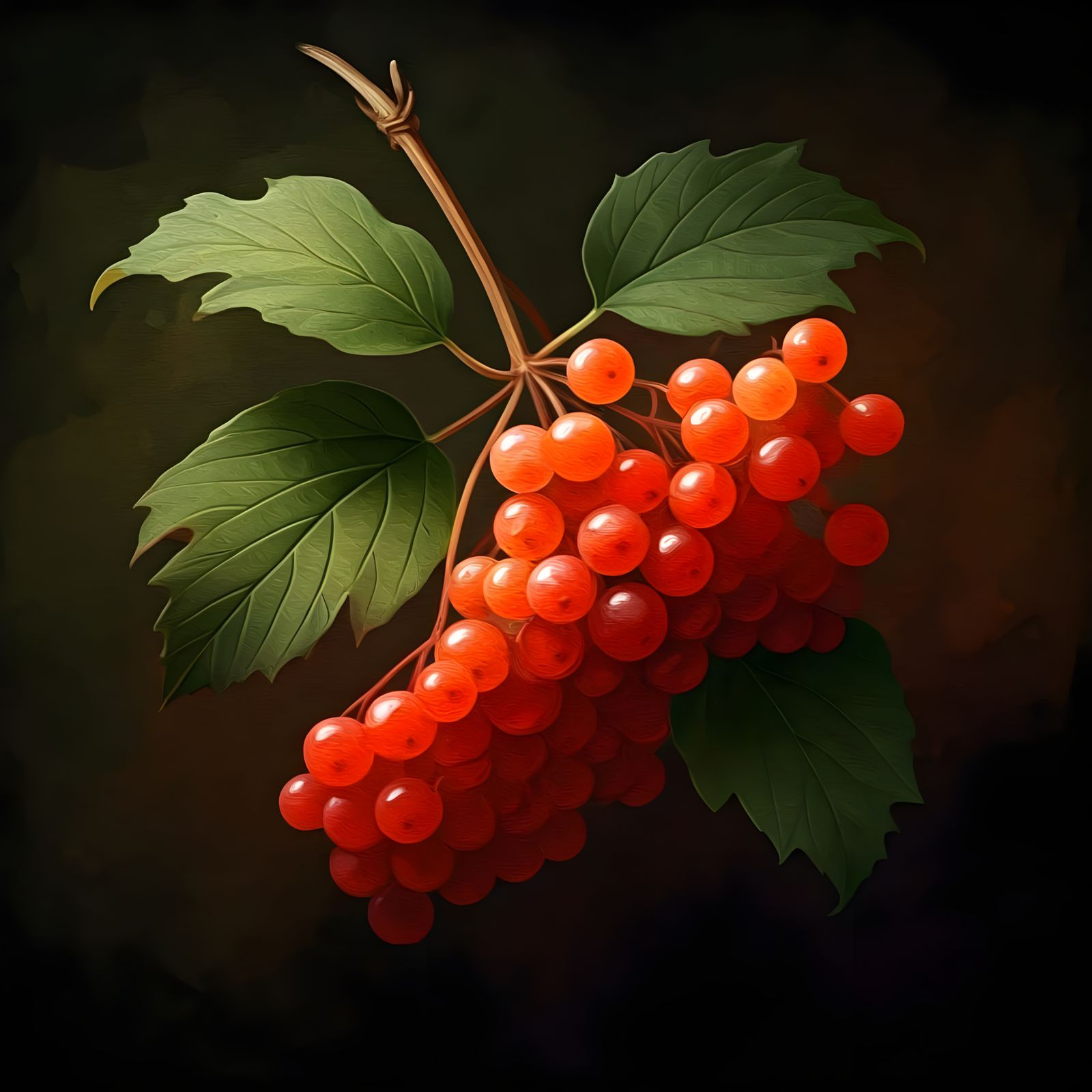 Viburnum Berries in Luminous Digital Art
