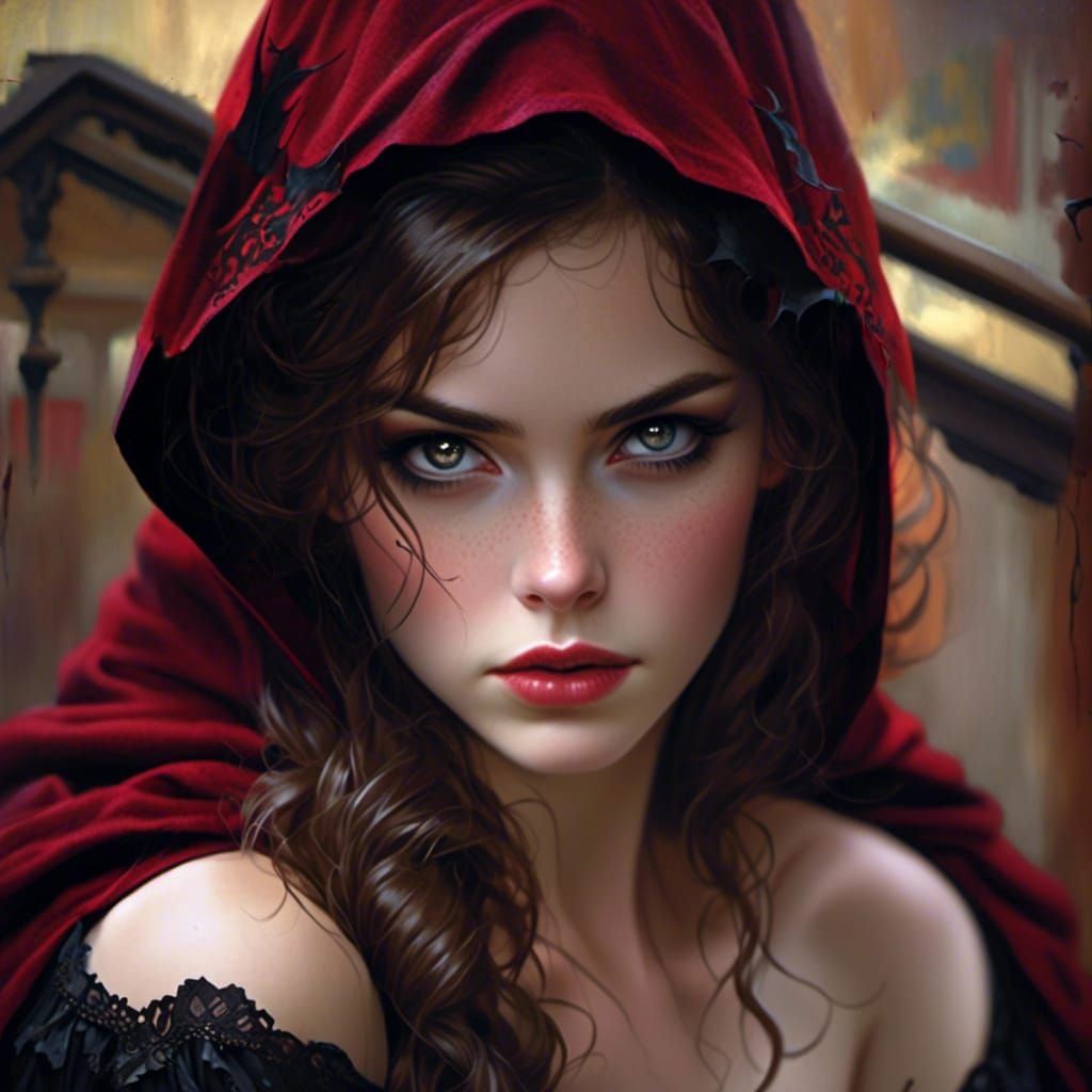 Ethereal Portrait of Woman in Velvet Cloak