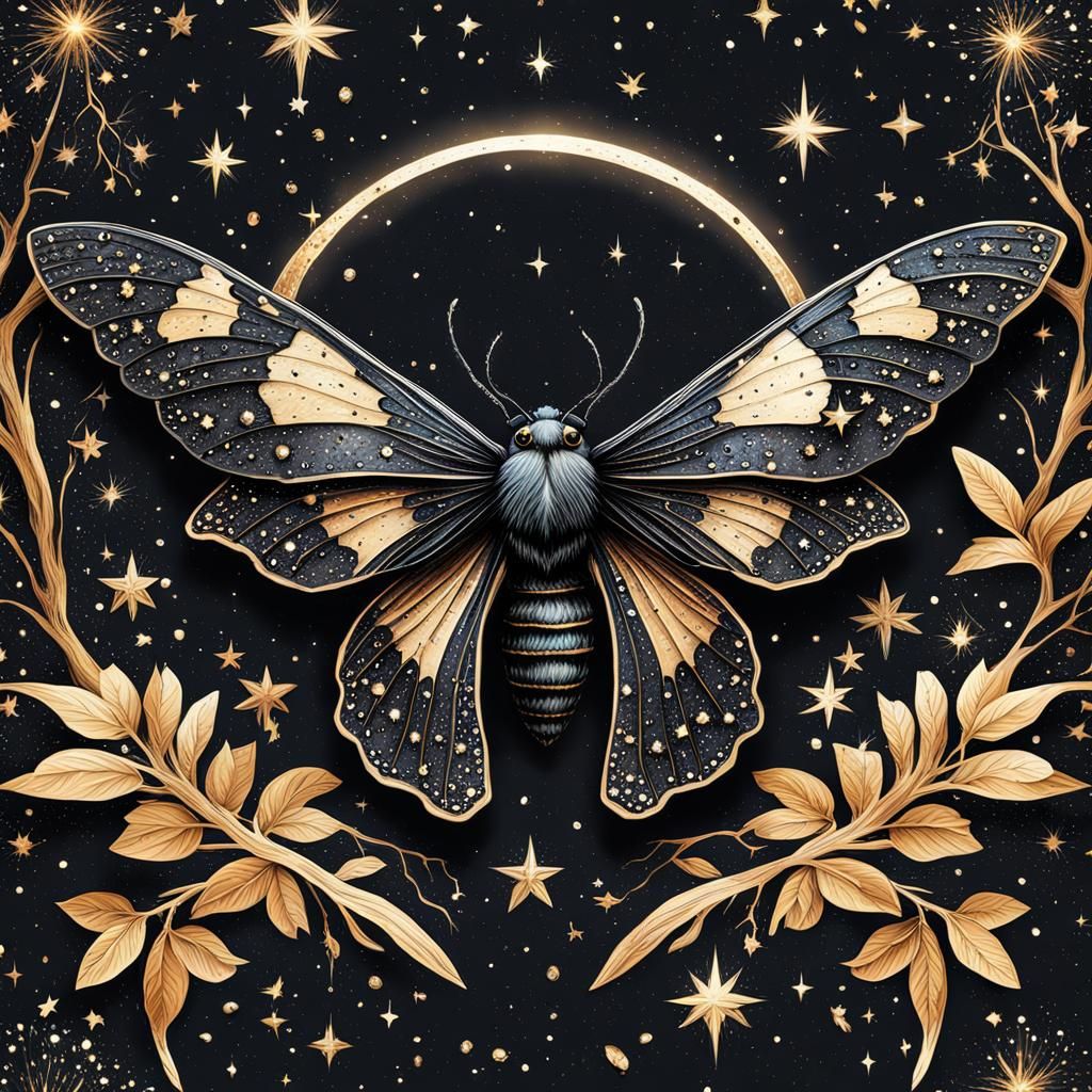 Gothic Midnight Moth with Starry Wings