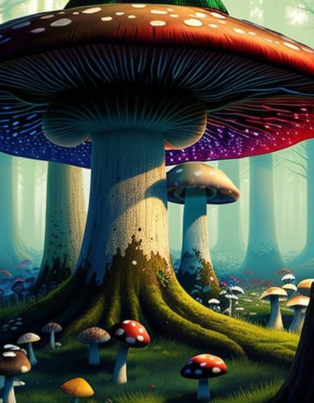 Epic Mushroom Forest in Vibrant Colors