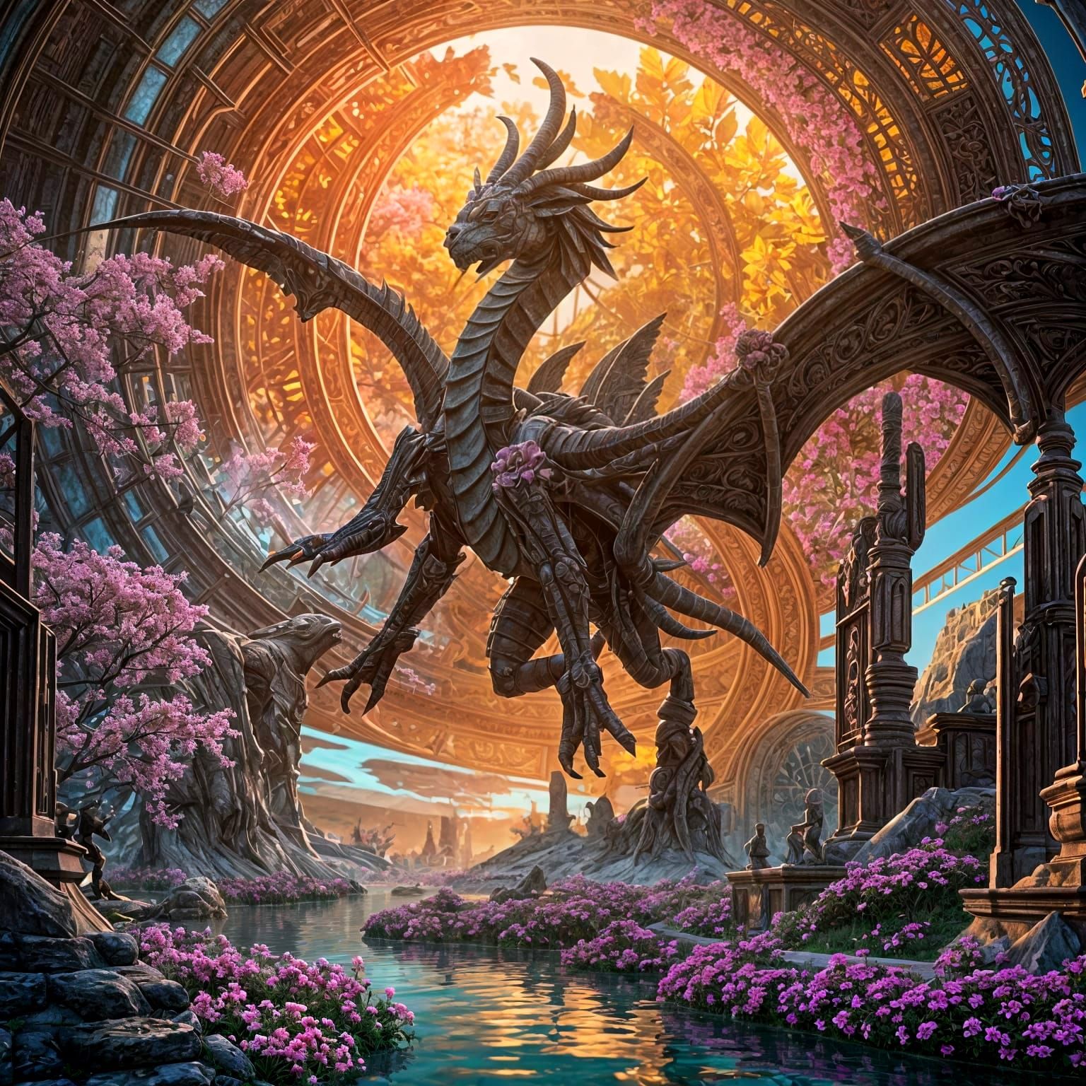 Vibrant Floral Tapestry in Deep Colors