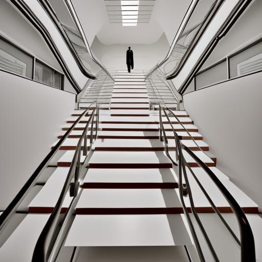 Futuristic White Staircase in a Modern Museum