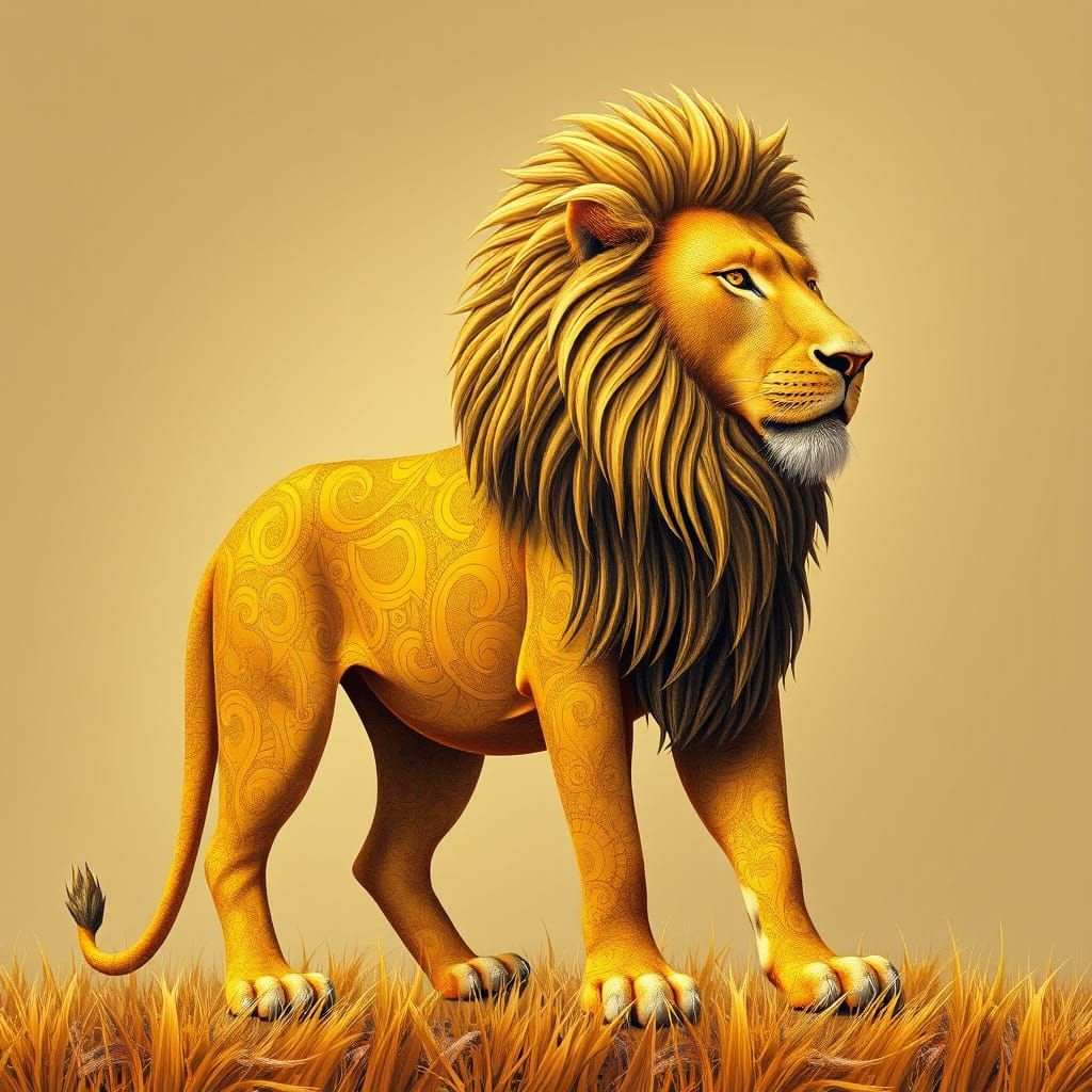 Golden Lion Embodied in Geometric Harmony