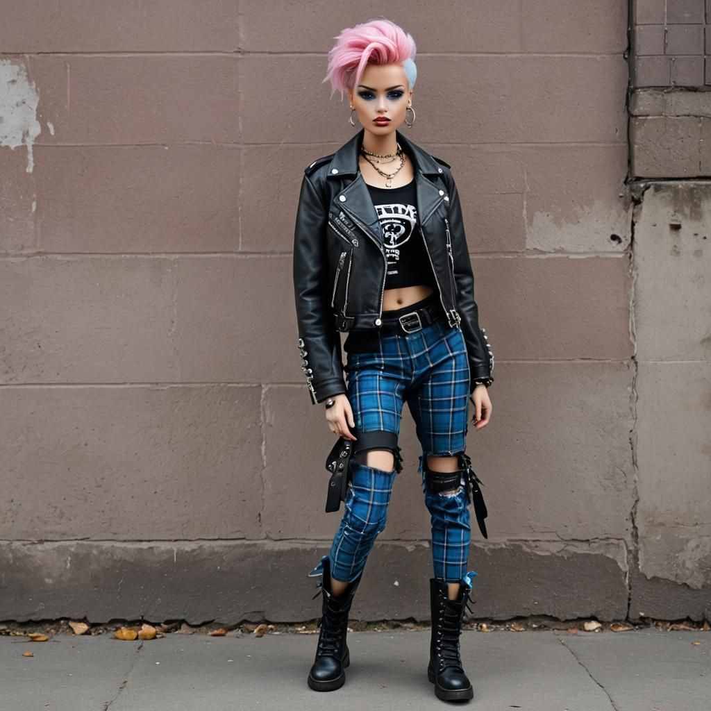 Punk Barbie with Blue Crest and Ripped Pants