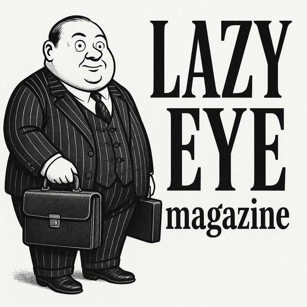 Lazy Eye Magazine Header: Fat Banker Cartoon