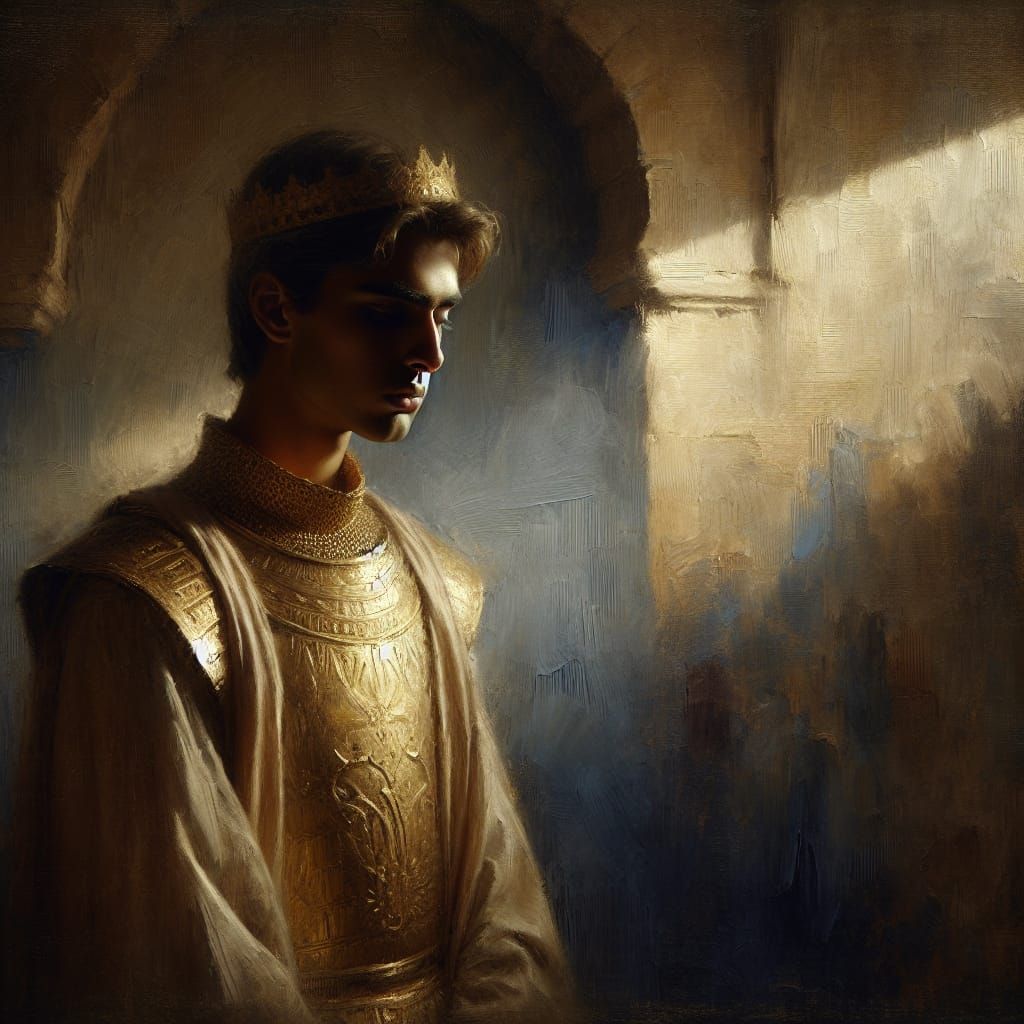 Troubled Prince in Palace, Renaissance Painting