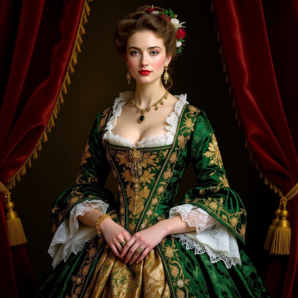 Woman in Baroque Dress, 17th Century Style