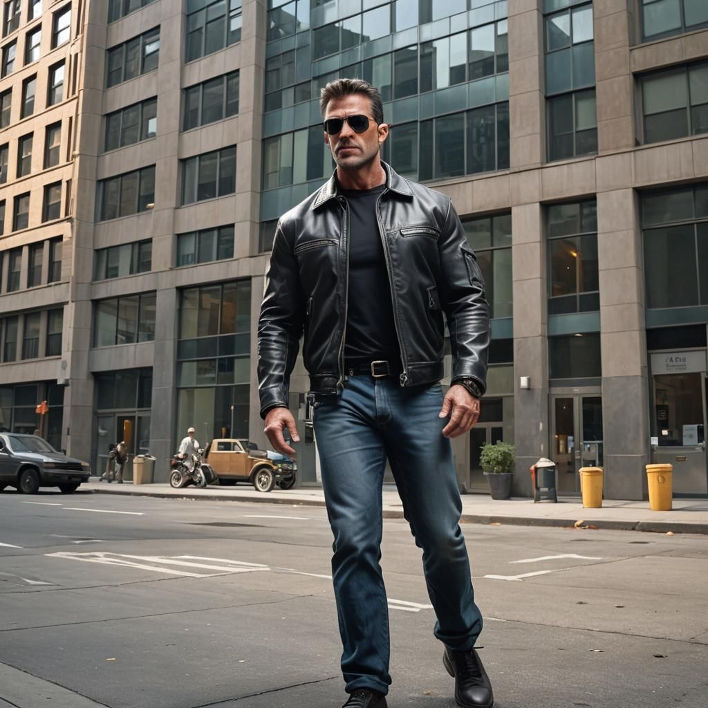 Private Investigator in Cityscape, Detailed Matte Painting