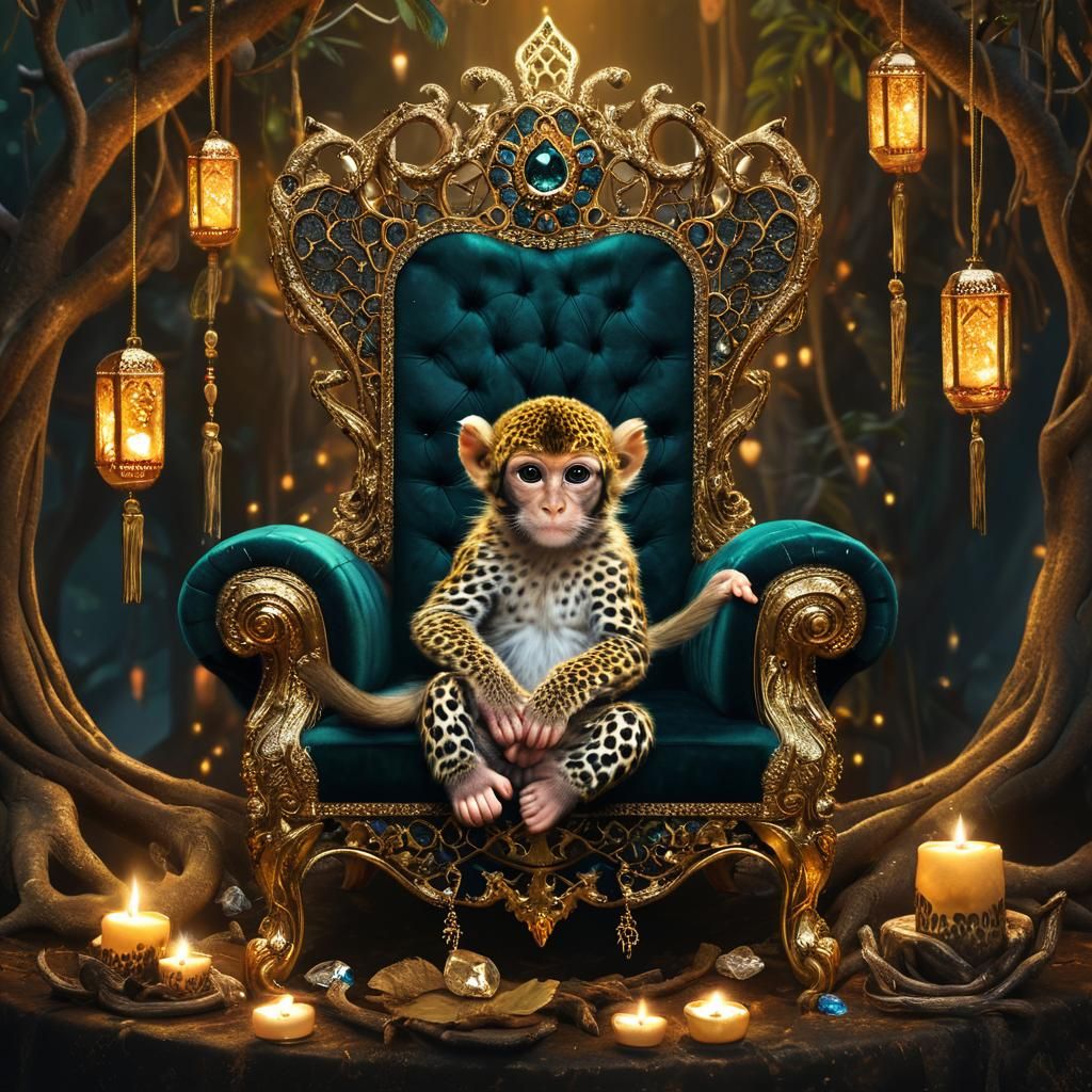 Leopard Monkey Pedicure in Dark Fantasy Digital Art
