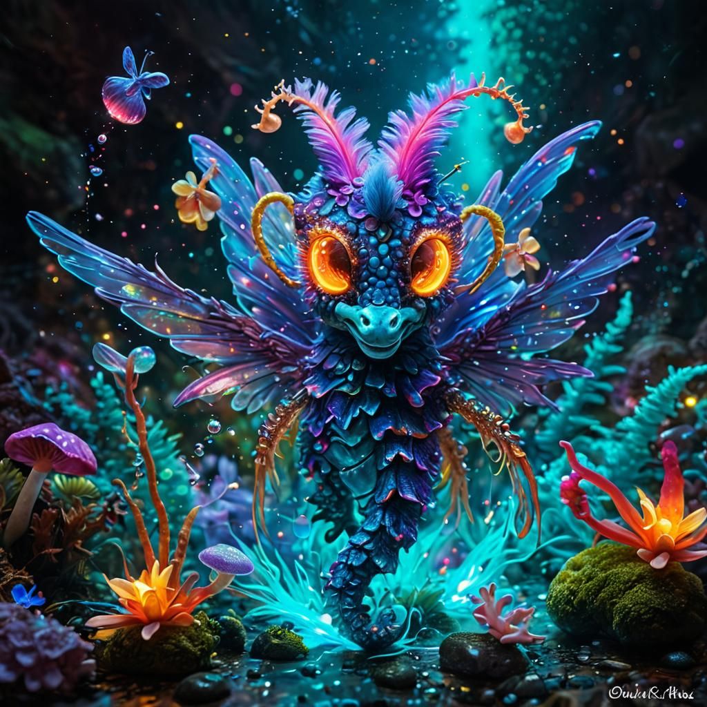 Bioluminescent RPG World with Centaurs and Water Elementals