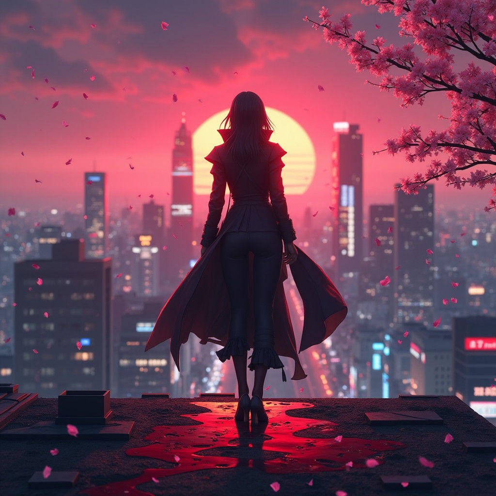 Neon Tokyo Assassin in Anime Style