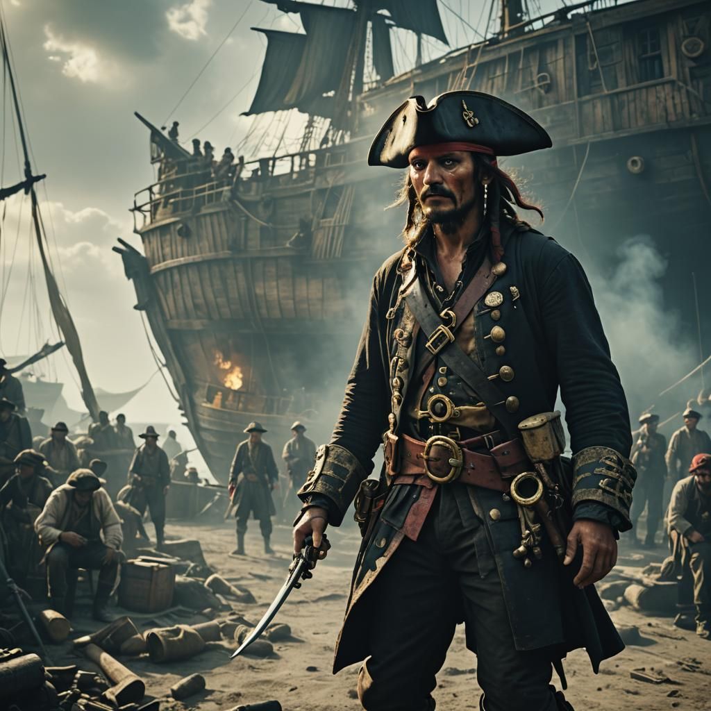 Cinematic Pirate Image with Film Grain Effect