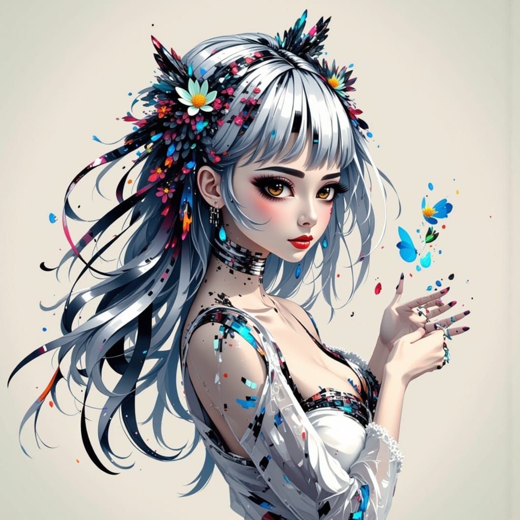 Glitched Digital Art with LoRA Model Effects