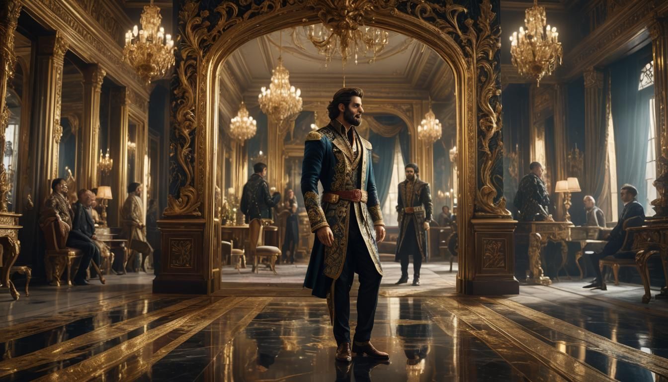 Opulent Palace Reflection: Fantasy Concept Art