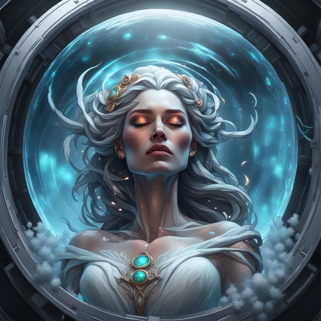 Frozen Prophet in Cryostasis: A Digital Art Portrait