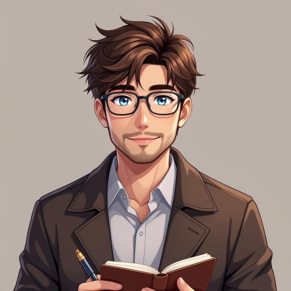 Anime Author Portrait in Studio Trigger Style