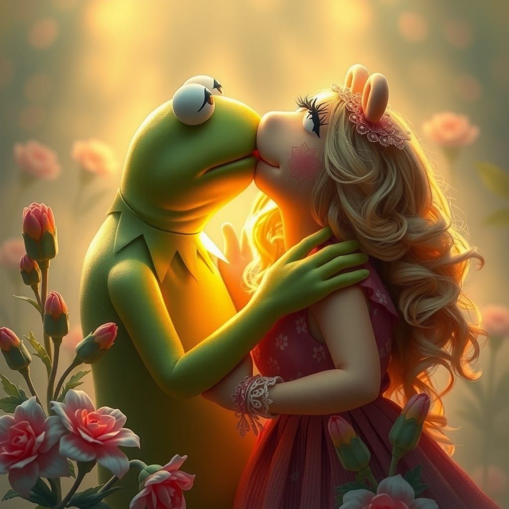 Kermit and Miss Piggy's Ethereal Embrace