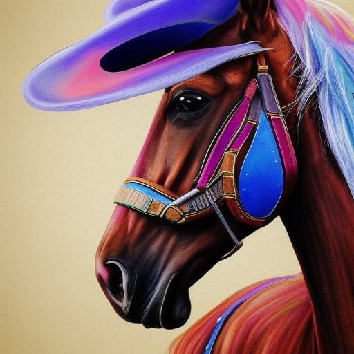 Hyperrealistic Horse Wearing a Hat